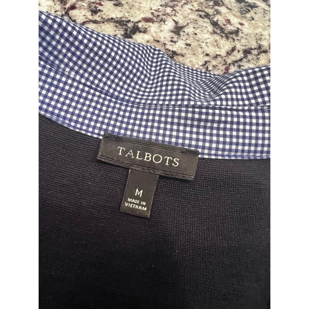 Talbots jersey shirt dress 3/4 cuffed sleeves gingham collar size M - Picture 6 of 7